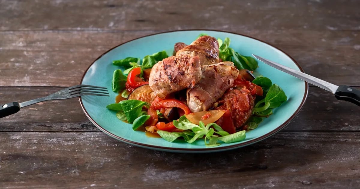 Varkenshaas met spek en ratatouille